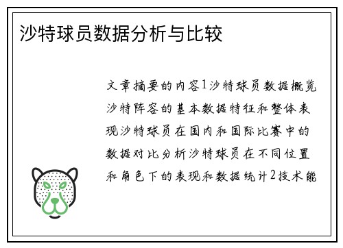沙特球员数据分析与比较
