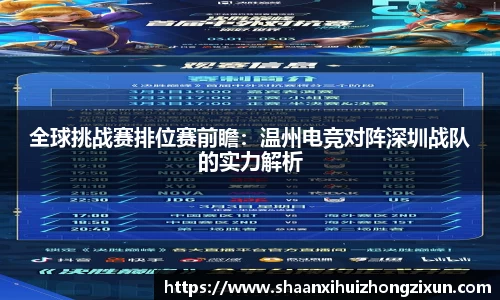 全球挑战赛排位赛前瞻：温州电竞对阵深圳战队的实力解析